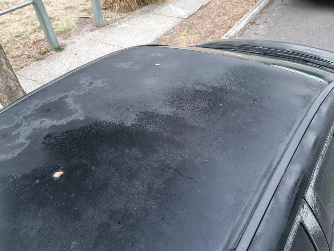 Sun-oxidized faded car paint